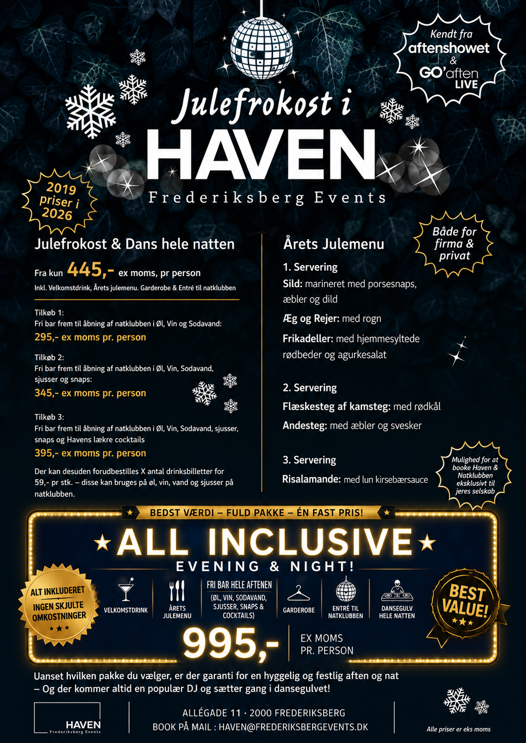 Julefrokost 2026 menu